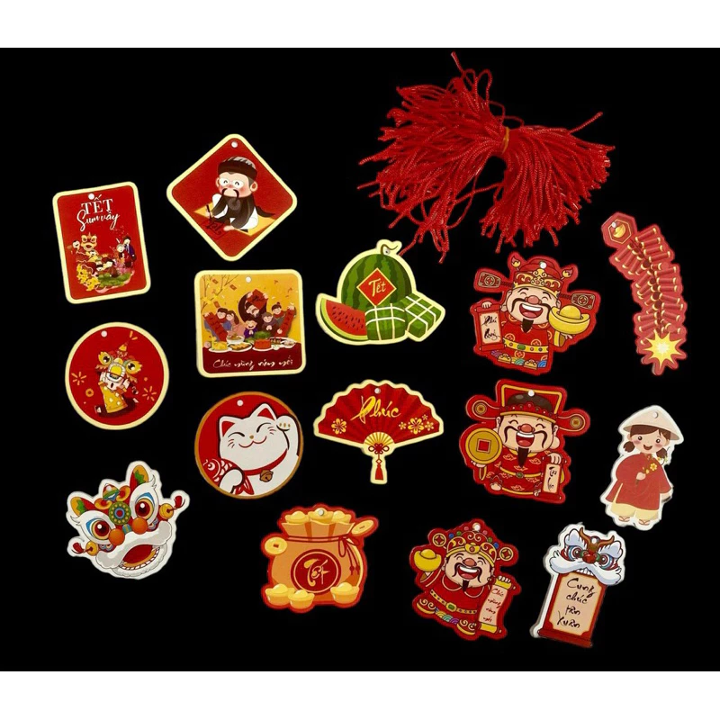 [ Set 50-100c] Tag treo 1 mặt tết kèm dây treo mix mẫu