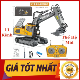 Đồ Chơi Xe Công Trình, Xe Máy Múc 11 Kênh, Xe Ben Thế Hệ Mới, Gầu Sắt, Sử Dụng Pin Sạc