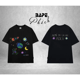 ÁO THUN ADLV TRÁI ĐẤT FORM RỘNG UNISEX VẢI 100% COTTON HAI CHIỀU CAO CẤP - BAPE PHẾCH