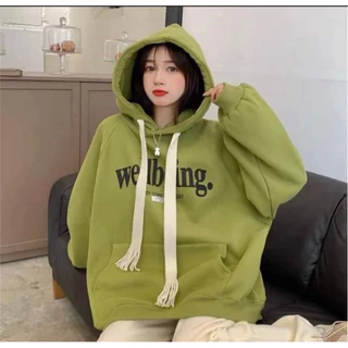 Áo khoác hoodie nữ mũ 2 lớp dày dặn - Áo hoodie nỉ chữ wellbring ln