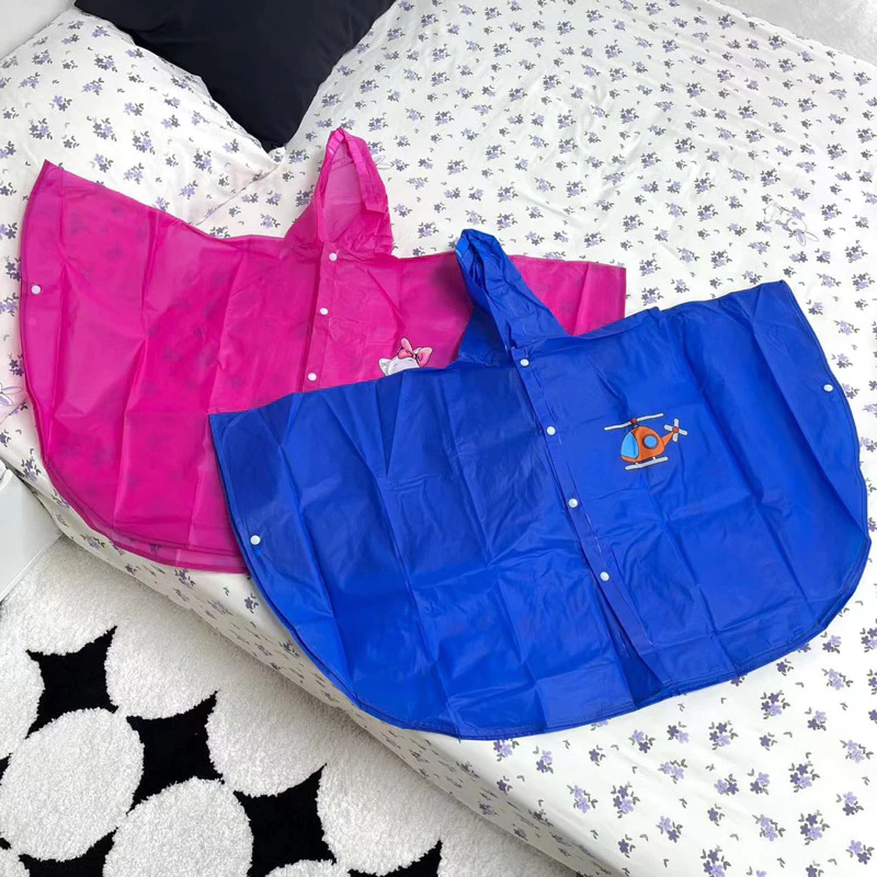 Áo Mưa Poncho Siggi cho bé 2 màu xanh hồng kèm túi đựng