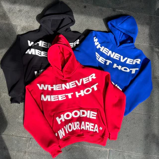 Áo khoác nam Hoodie WHENEVER Nỉ Bông IN NỔI Form Rộng Nam Nữ mùa đông cặp đôi Unisex dáng boxy IN YOUR AREA