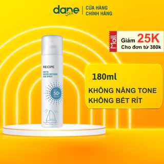 Xịt Chống Nắng Cho Mặt Và Body RECIPE 180ml SPF50+ PA++++ Không bết rít, Không nâng tone, Kháng trôi với nước và mồ hôi