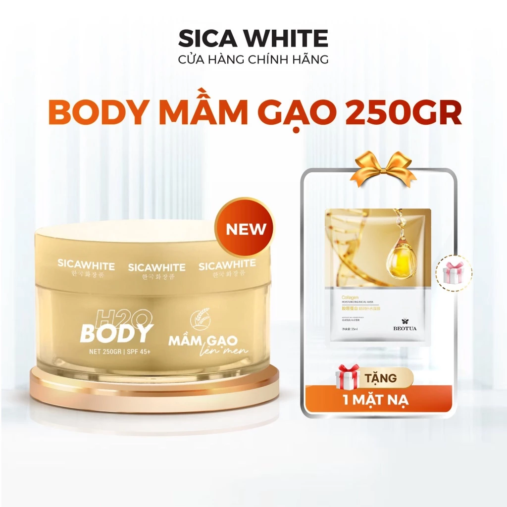 Kem Sica White Body Mầm Gạo Lên Men 200G (KHÔNG SỮA TẮM), Kem Body Trắng Da - SICA WHITE
