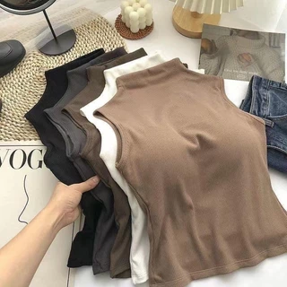 Áo Bra Nữ Thu Đông, Áo Ba Lỗ Cổ 3 Phân Thun Tăm Dáng Dài Có Mút Ngực Màu Pastel Quyến Rũ Lady 353.