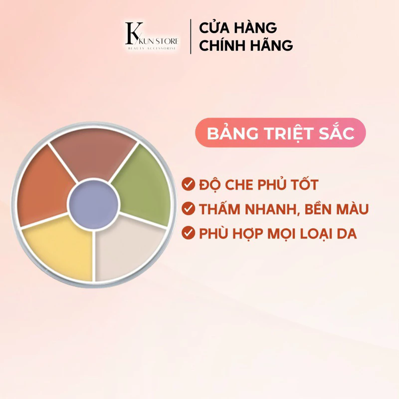 Bảng che khuyết điểm triệt sắc Kryolan Mini, 6 ô màu che mọi khuyết điểm - KunStore