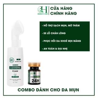 Combo Sản Phẩm Herrin Trị Mụn 8ml và Sữa Rửa Mặt 100ml Phù Hợp Với Mọi Loại Da, Đánh Bay Tất Cả Các Loại Mụn