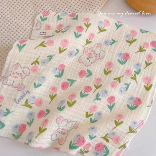 vải xô muslin 2 lớp thỏ lucky tuy lip mềm mịn thấm hút may khăn mặt khăn tắm