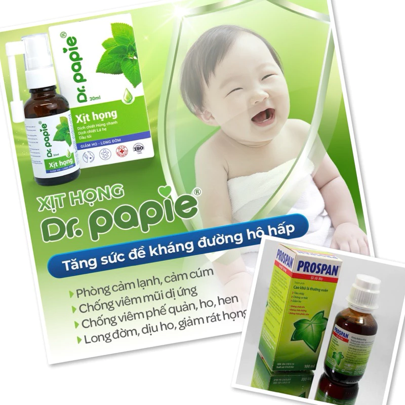 Siro ho / Xịt Họng cho Bé tinh dầu Húng chanh Dr.Papie 30ML- Hỗ Trợ Giảm Ho, Tăng Sức Đề Kháng DR PAPIE