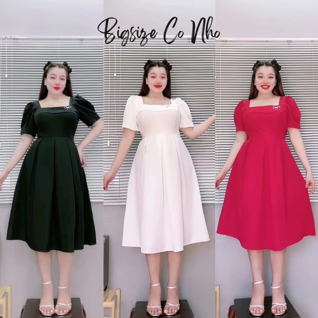Đầm Bigsize Nữ Dự Tiệc Dáng Dài Sang Chảnh Vải Cotton Lạnh (tặng kèm nơ đá) xinh xắn -DTK19