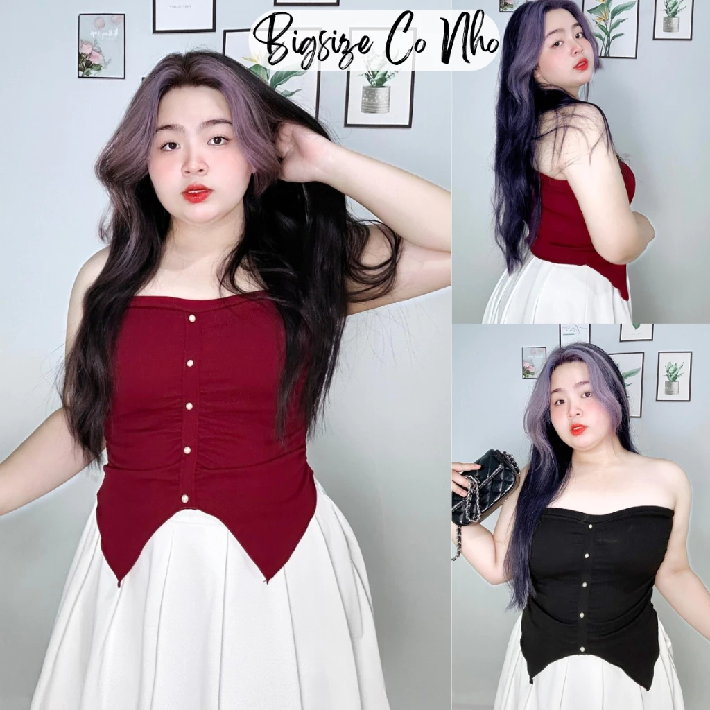 Áo quây croptop bigsize nữ ôm dáng chất vải gân tăm nút kiểu tà xẻ cách điệu ôm body dành cho nàng chuppy- G233