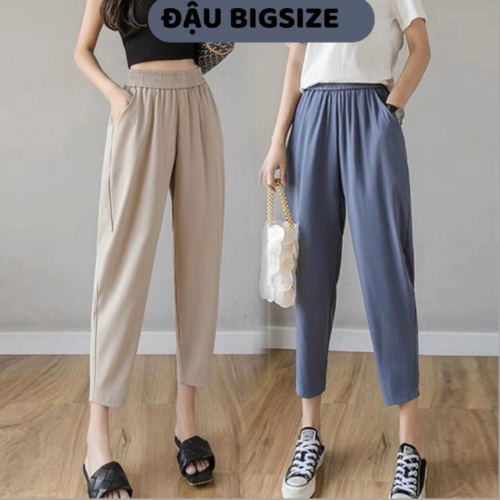 Quần dài thời trang Đậu bigsize nữ dáng baggy chất thun gân pha xốp mềm mịn phong cách năng động - Q18