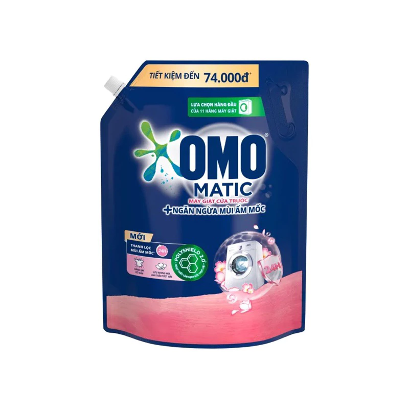 Nước giặt OMO Matic cửa trước ngăn mùi ẩm mốc túi 3.6kg