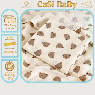 Khăn tắm xô muslin cao cấp 2 lớp 70x90 đa năng cho bé CaSi BaBy