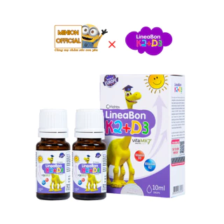 Combo 2 D3K2 LineaBon, bổ sung Vitamin D3, K2-MK7 hỗ trợ bé phát triển chiều cao (DT 10ml/hộp)