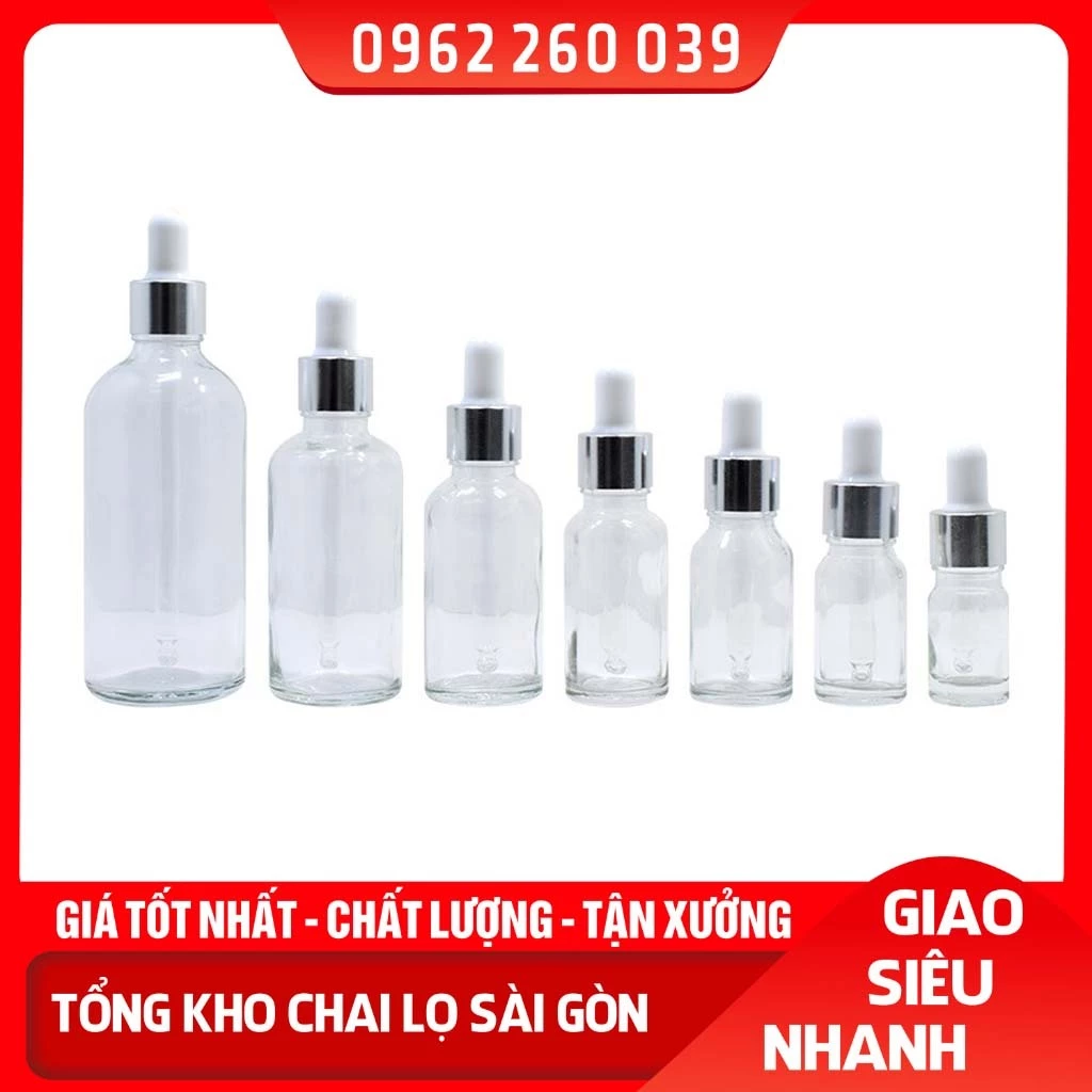 Lọ Chiết Serum Bóp Giọt Khoen Bạc 5ML/10ML/15ML/20ML/30ML