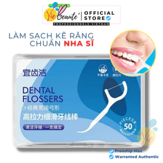 Tăm Chỉ Nha Khoa DENTAL FLOSSERS Hộp 50 chiếc tiệt trùng sợi chỉ mảnh Vie Beaute