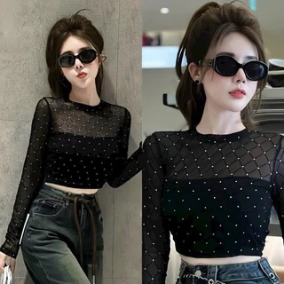 [Hot] A488 SET ÁO LƯỚI KIM TUYẾN LẤP LÁNH CỰC SANG CHẢNH TAY DÀI DÁNG CROPTOP CHIZISHOP PHONG CÁCH CÁ TÍNH