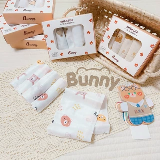 Set 5 Khăn Sữa Sợi Tre Muslin  Bunny Organic mềm mại Cho Bé