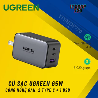 Bộ sạc nhanh Ugreen/Anker/Baseus GaN5 65W Quick Charger cho Smartphone/ Tablet/ Laptop