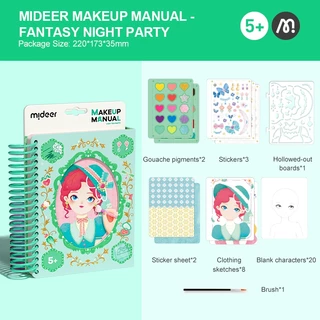 Mideer đồ chơi tô màu tranh vẽ trang điểm công chúa Make up Manual sticker bóc dán bút lông màu khuôn tranh nghệ thuật