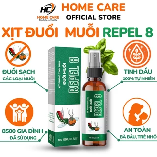 Xịt Phòng Tinh Dầu Đuổi Muỗi REPEL 8 chai 100ml, Xịt Đuổi Côn Trùng An Toàn Cao Cấp Dùng Trong Gia Đình