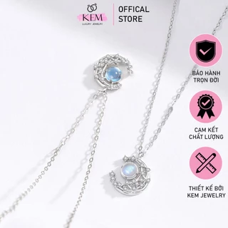 Dây chuyền bạc nữ KEM JEWELRY mặt trăng đính đá MoonStone, dây chuyền bạc S925 K2013