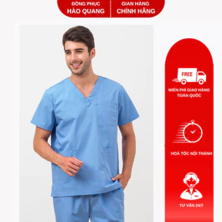 Bộ Scrubs bác sĩ Hào Quang xanh biển hàng phổ thông