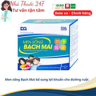 Men sống Bạch Mai (men vi sinh dùng cho táo bón, tiêu chảy) bổ sung bào tử lợi khuẩn, Chính hãng Ecolife, hộp 20 ống