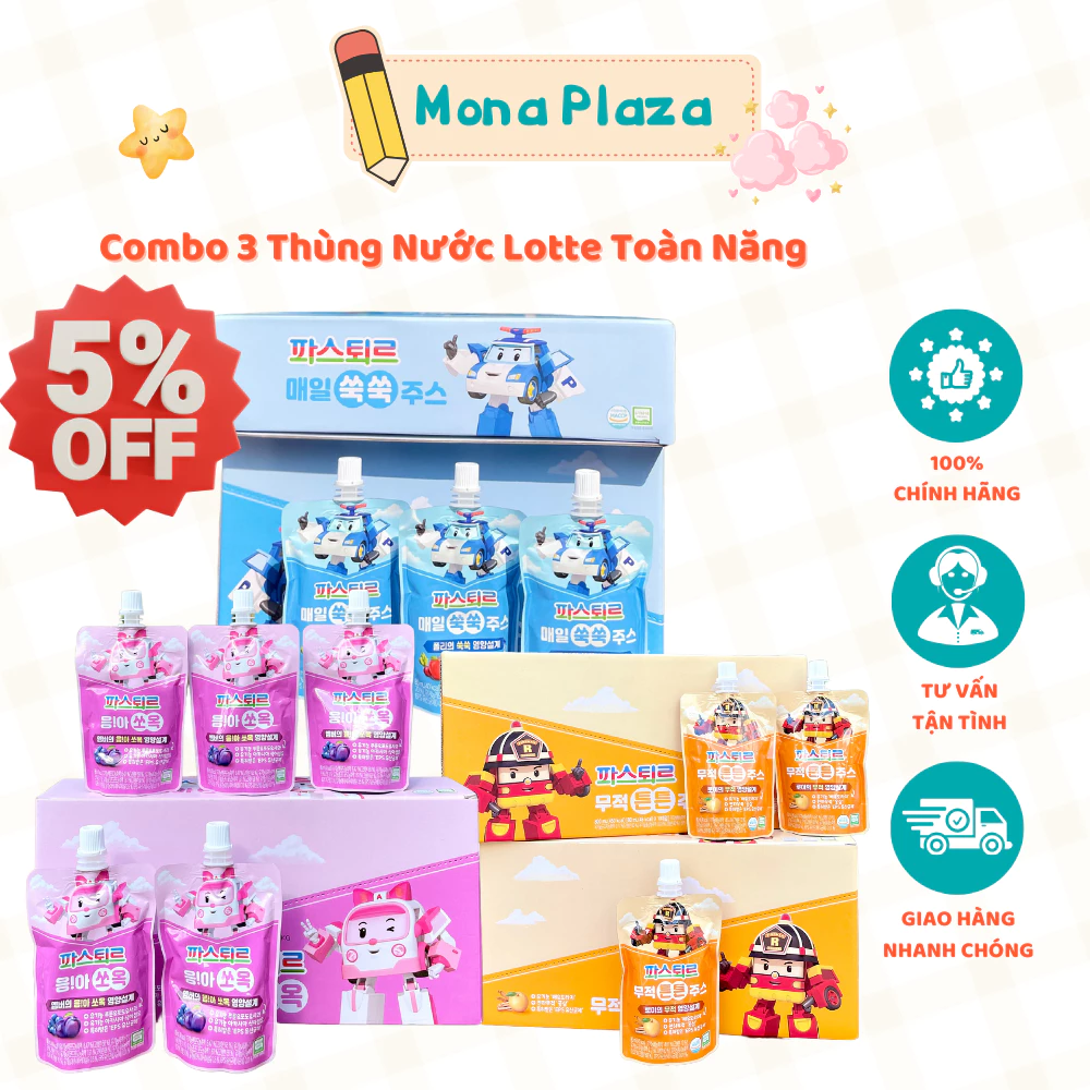 COMBO Nước Dinh Dưỡng Lotte Cung Cấp Vitamin Tăng Cao - Tăng Cân - Tăng Đề Kháng Cho Bé