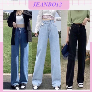 Quần vải bò jean ống rộng suông xuông nữ jeans cạp cao phong cách Hàn Quốc sành điệu style MS07