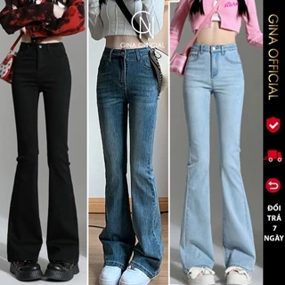Quần bò jeans nữ ống loe lưng cao Avocado chất jean dày dặn co giãn, quần bò jean ống loe nữ cạp cao ôm eo gọn chân
