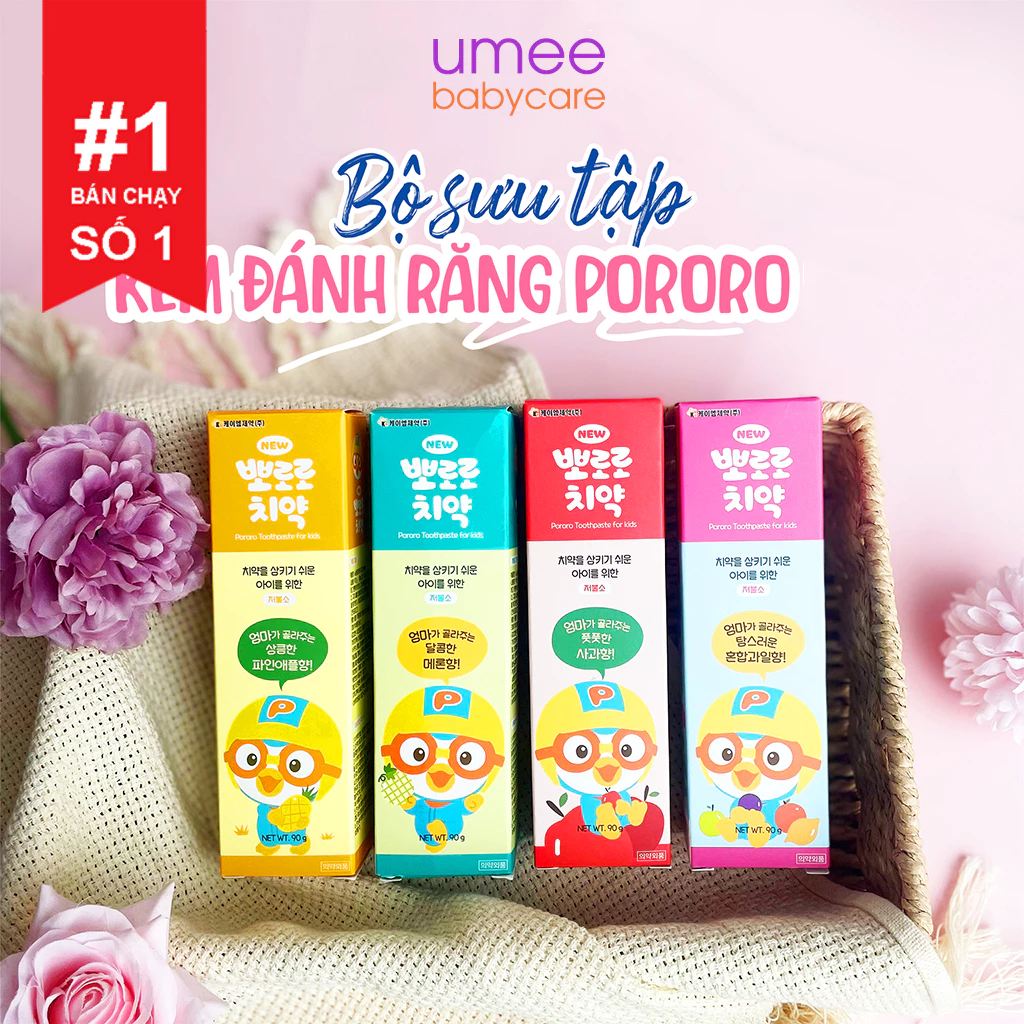 Kem đánh răng nuốt được Pororo cho bé từ 3 tuổi 28g/80g/90g