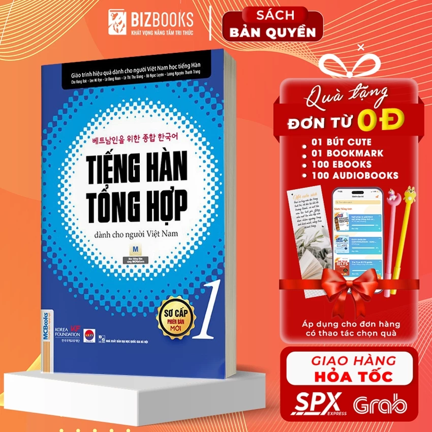 Sách - Tiếng Hàn Tổng Hợp Dành Cho Người Việt Nam Trình Độ Sơ Cấp Tập 1 - Bản Đen Trắng - Bizbooks Tặng Sổ Tay, Bookmark