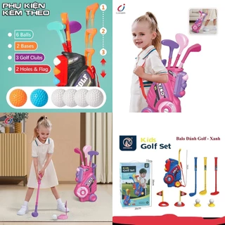 Bộ đồ chơi gậy đánh golf mini cỡ lớn cho bé vui chơi vận động, balo đánh gôn bao gồm cả túi xách có bánh xe dễ di chuyển