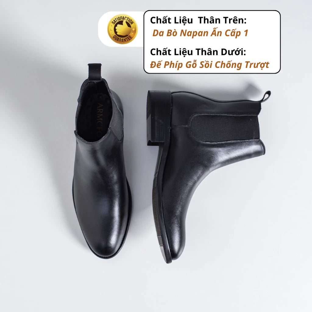 Giày chelsea boot nam cao cấp đế phíp gỗ sồi da bò Napan Ấn cấp 1 thương hiệu ARMCEO