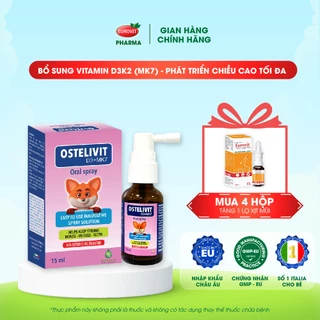 Xịt Ostelivit D3 - Mk7 Bổ Sung Vitamin D3 K2 Mk7 Giúp Hỗ Trợ Tăng Chiều Cao Và Xương Răng Chắc Khỏe 15ml Eurovit Pharma