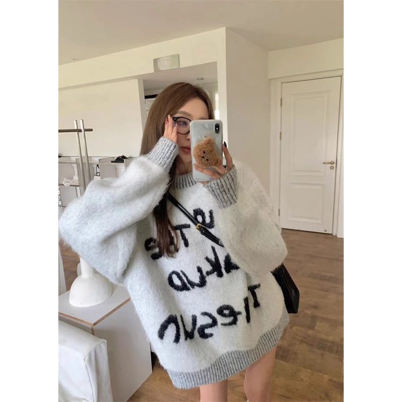 [Hình thật -1410] Áo len lông Xám dáng rộng oversize/bigsize chất len lông dày dặn Lilis room
