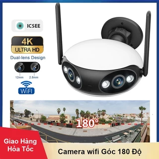 Camera wifi icsee 8.0MP | 4.0MP, Ống kính kép góc siêu rộng 180°, AI Phát hiện chuyển động, Có màu, đàm thoại