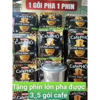 (3 dây tặng phin pha) 1 dây 10 gói cafe phố rang xay pha phin 1 gói 20g pha được 1ly cafe