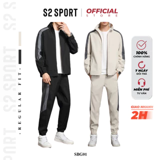 Bộ quần áo gió nam thể thao thu đông S2 SPORT SBG01 cao cấp áo khoác kèm quần bo ống 2 lớp tráng bạc chống xước cản gió