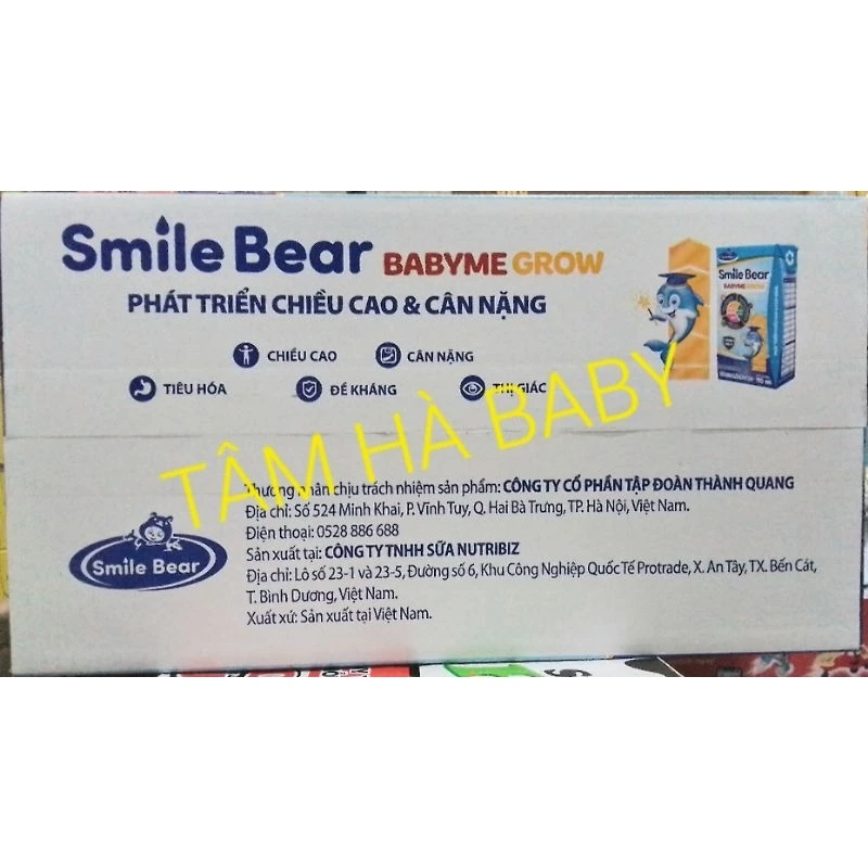 Thùng sữa bột pha sẵn Smile Bear Babyme Grow (thùng 48 hộp x 110 ml) ( Shop mẹ và bé THM )