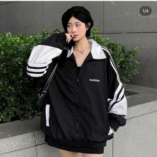 ÁO KHOÁC DÙ SENTINIALS PHỐI MÀU SỌC TAY CỔ BẺ NĂNG ĐỘNG, Áo jacket form rộng FAMMILYSHOP