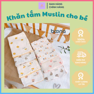 Khăn Tắm Xô Muslin BooNa Chính Hãng 2 Lớp, 4 Lớp Đa Năng An Toàn Cho Bé