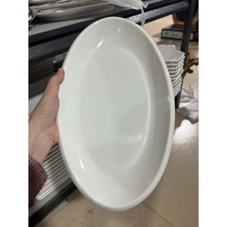 Đĩa Nhựa Melamine Trắng Hình Bầu Dục Sâu lòng Đủ Size Hàng Dày