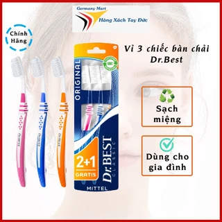 [Chính Hãng Đức] Vỉ Bàn chải đánh răng Dr Best - vỉ 3 chiếc - Đức