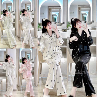 Bộ Pijama Lụa Latin Dáng Mới Hoạ Tiết Hoa Nhẹ Nhàng