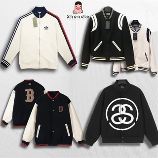 Áo Bomber Varsity Nhiều Mẫu hot vải dạ đẹp thêu Logo 2 lớp Unisex Form Rộng