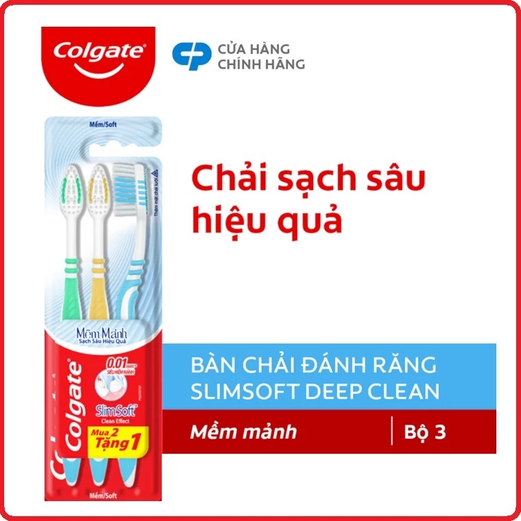 Bộ 3 bàn chải Colgate SlimSoft Deep Clean sạch sâu hiệu quả