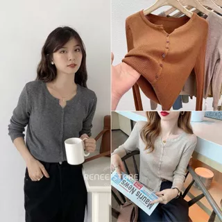 Áo len tăm khuy nhỏ dài tay, Áo khoác cardigan nữ dáng vừa A1142